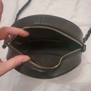Genuine leather round cross body bag
